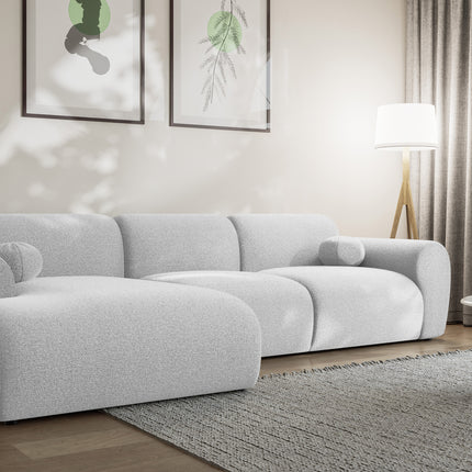 Hoekbank Neva 300cm lichtgrijs chenille links