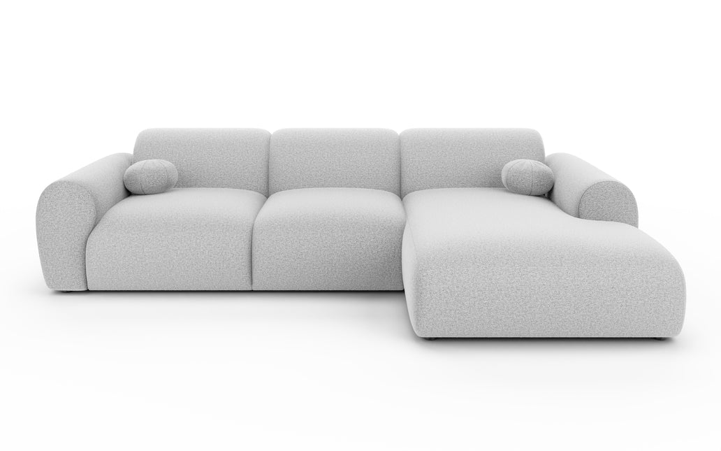 Hoekbank Neva 300cm lichtgrijs chenille rechts