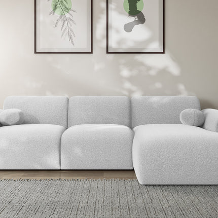 Hoekbank Neva 300cm lichtgrijs chenille rechts