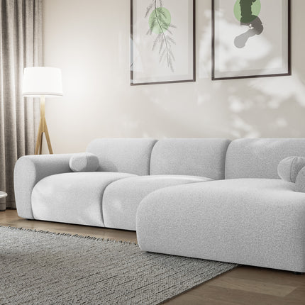 Hoekbank Neva 300cm lichtgrijs chenille rechts