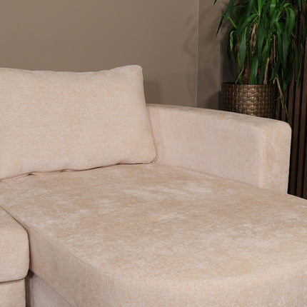 Hoekbank Nox rond zand chenille 250cm rechts