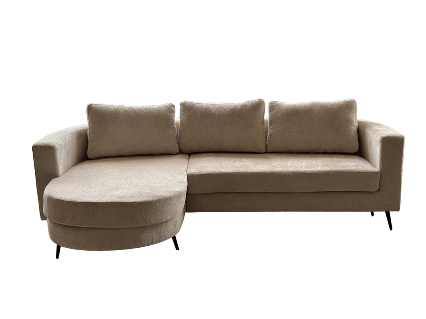 Hoekbank Nox rond zand chenille 250cm rechts