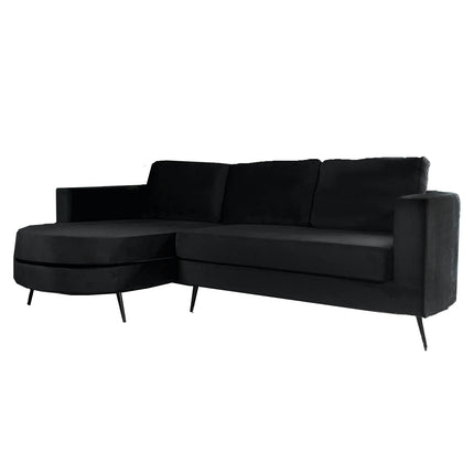Hoekbank Nox rond zwart velvet 250cm links