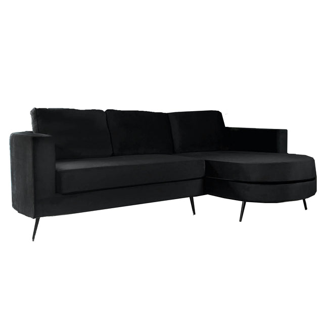 Hoekbank Nox rond zwart velvet 250cm rechts