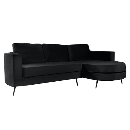 Hoekbank Nox rond zwart velvet 250cm rechts