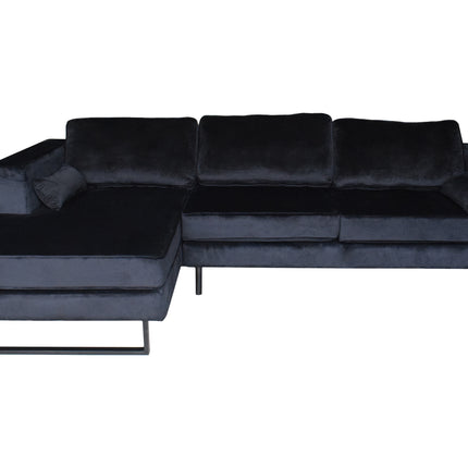 Hoekbank Tavero zwart velvet 280cm links