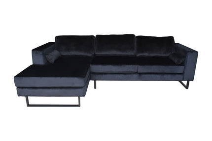 Hoekbank Tavero zwart velvet 280cm links