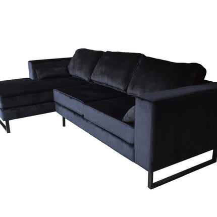 Hoekbank Tavero zwart velvet 280cm links