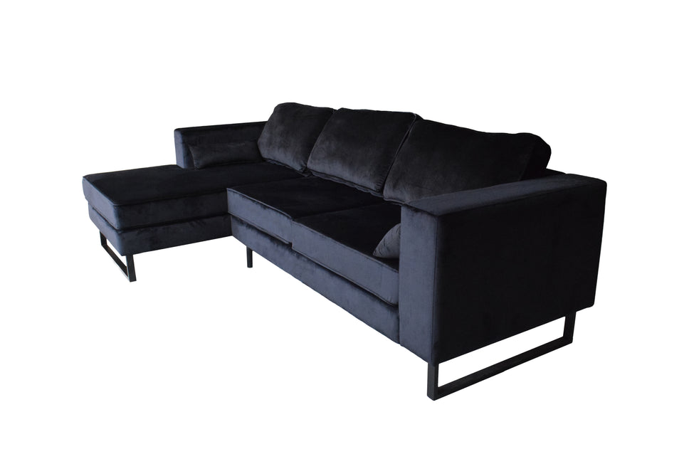 Hoekbank Tavero zwart velvet 280cm links