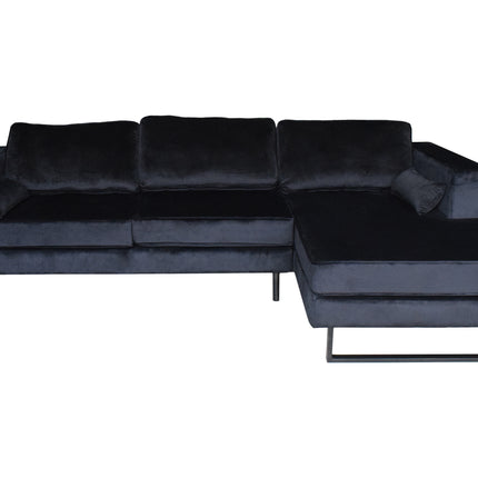 Hoekbank Tavero zwart velvet 280cm rechts