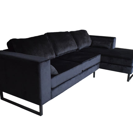 Hoekbank Tavero zwart velvet 280cm rechts