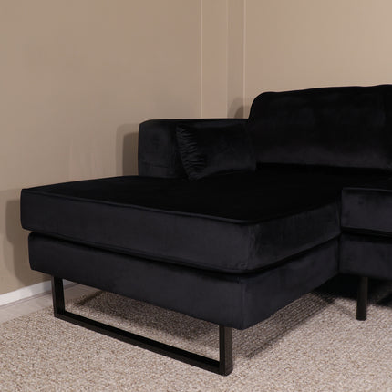 Hoekbank Tavero zwart velvet 280cm links