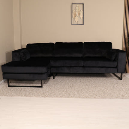 Hoekbank Tavero zwart velvet 280cm links
