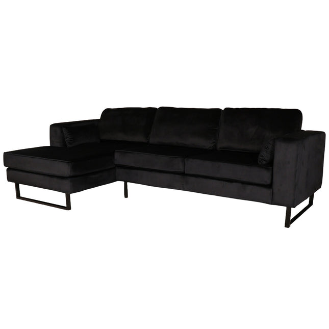 Hoekbank Tavero zwart velvet 280cm links