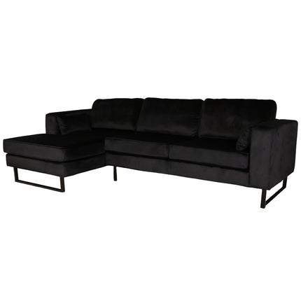 Hoekbank Tavero zwart velvet 280cm links
