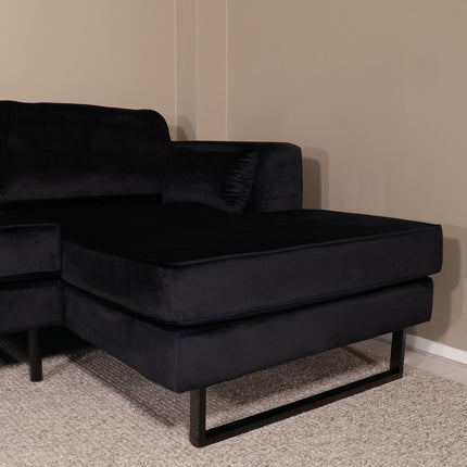 Hoekbank Tavero zwart velvet 280cm rechts