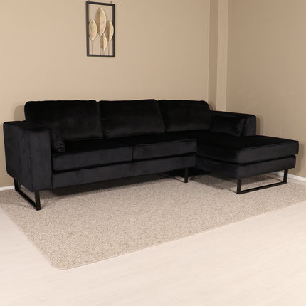 Hoekbank Tavero zwart velvet 280cm rechts