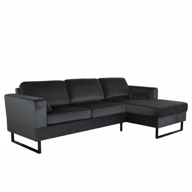 Hoekbank Darsiono antraciet velvet 280cm links en rechts