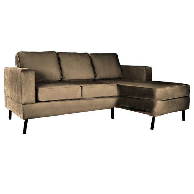 Hoekbank design Venna 200cm bank bruin velvet