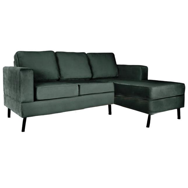 Hoekbank design Venna 200cm bank donkergroen velvet