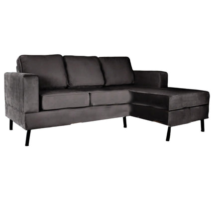 Hoekbank Venna 200cm donkergrijs velvet