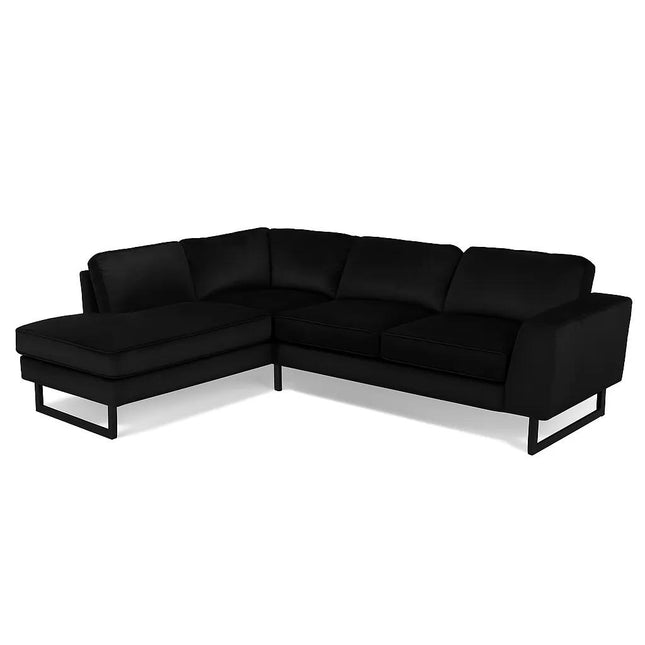 Hoekbank Puckerto zwart velvet 290cm links