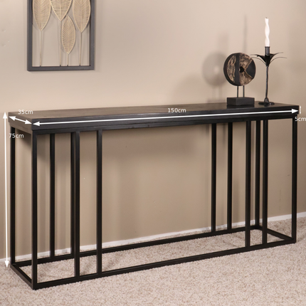 Bijzettafel 150cm mangohout Don zwart