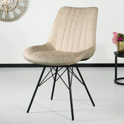 Eetkamerstoel beige microvezel Chesro