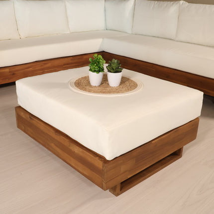 Loungetafel tuin met kussen wit acaciahout Dirk