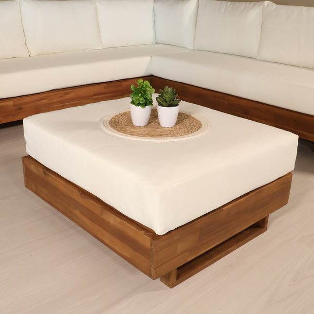 Loungetafel tuin met kussen wit acaciahout Dirk