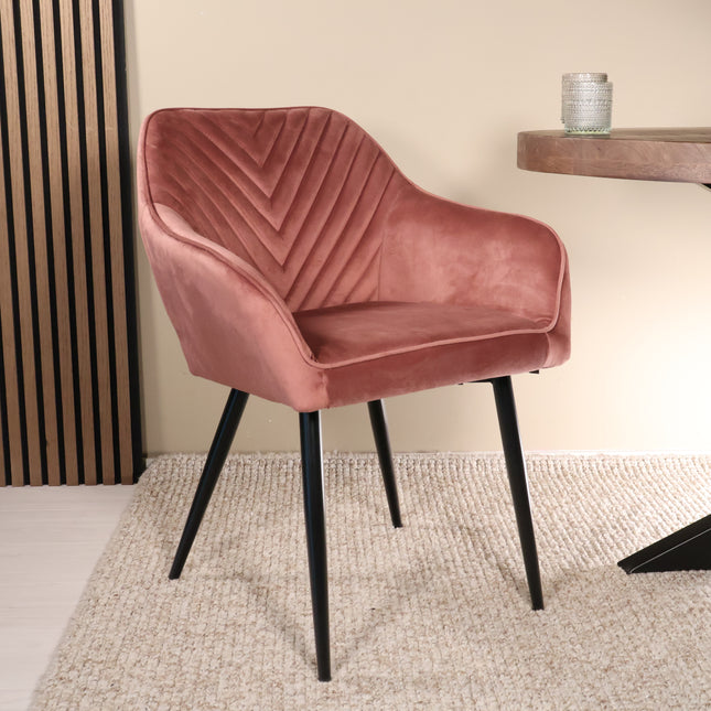 Eetkamerstoel roze velvet Darcio