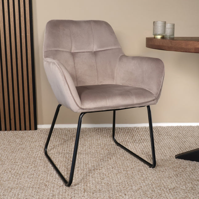 Eetkamerstoel taupe velvet Mae