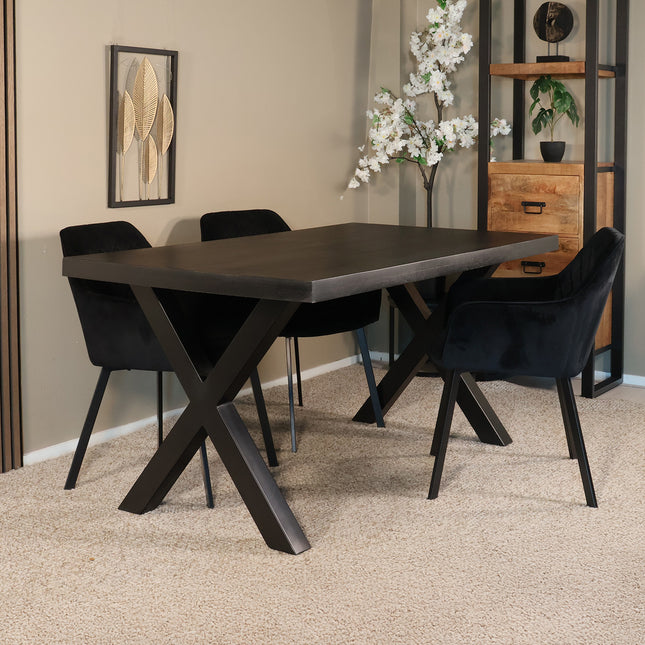 Eettafel Zeno rechthoekig 160cm zwart mangohout