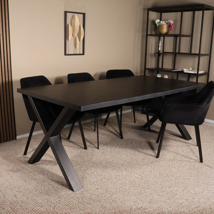 Eettafel Reef rechthoekig 200cm zwart melamine