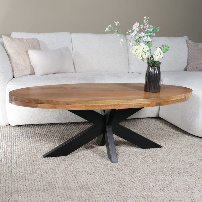 Salontafel ovaal lichtbruin mangohout 130cm Jimmy