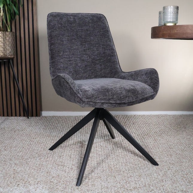 SET DEAL: 6 Eetkamerstoelen draaibaar zwart stof Marloes