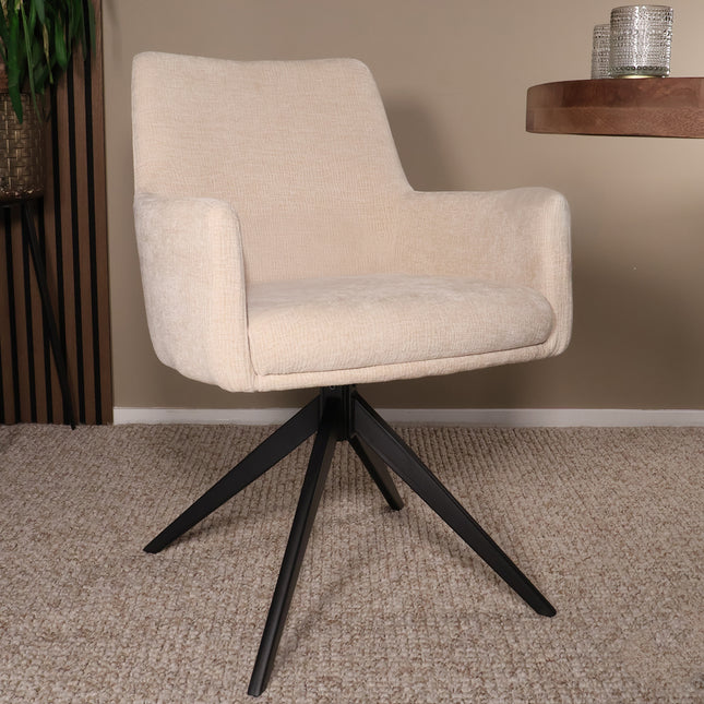 Eetkamerstoel draaibaar beige chenille Nola