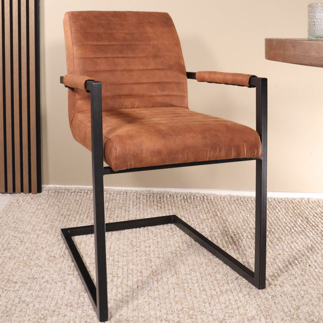 SET DEAL 4 stuks: Eetkamerstoel cognac microvezel Noor