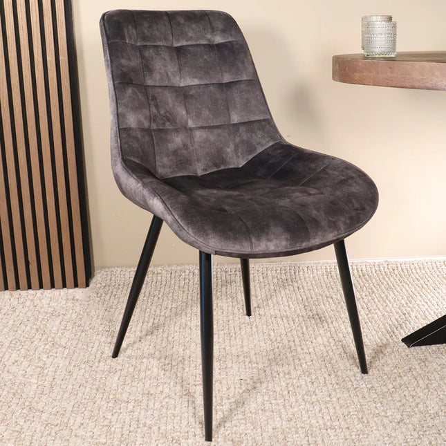 SET DEAL: 6 Eetkamerstoelen antraciet velvet de Vince
