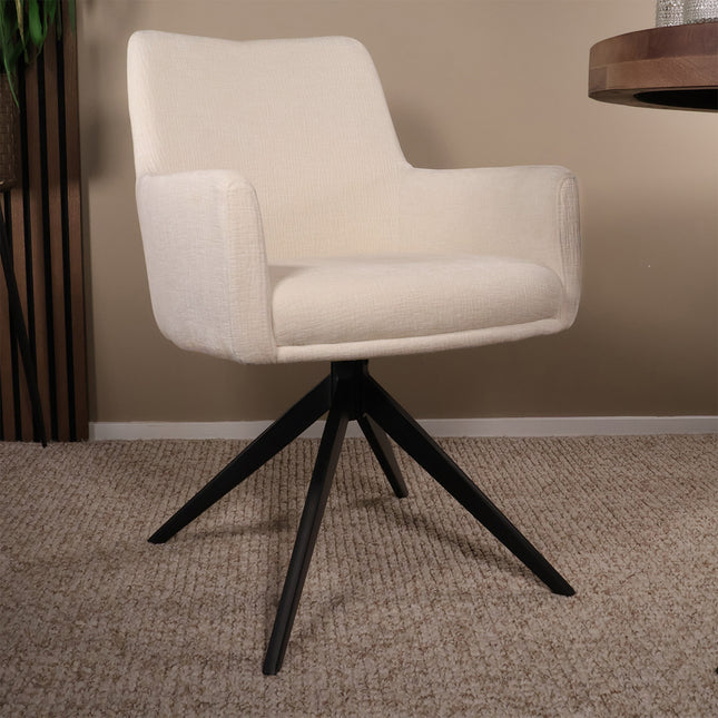 SET DEAL 6 stuks: Eetkamerstoel draaibaar beige chenille Nola