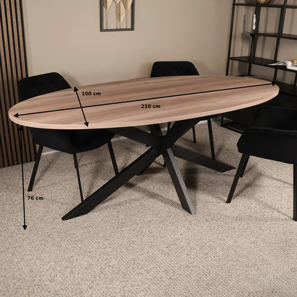Eettafel Rato ovaal 210cm naturel MDF
