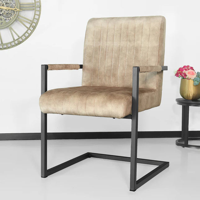 Eetkamerstoel beige velvet Timor