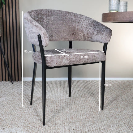 SET DEAL: 4 Eetkamerstoelen taupe chenille Ziva