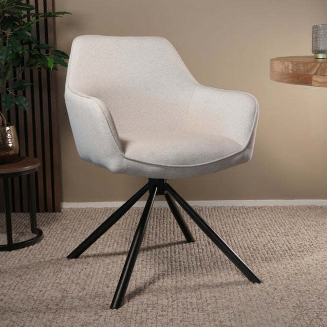 SET DEAL 6 stuks: Eetkamerstoel draaibaar Dakota beige stof