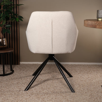 SET DEAL 6 stuks: Eetkamerstoel draaibaar Dakota beige stof