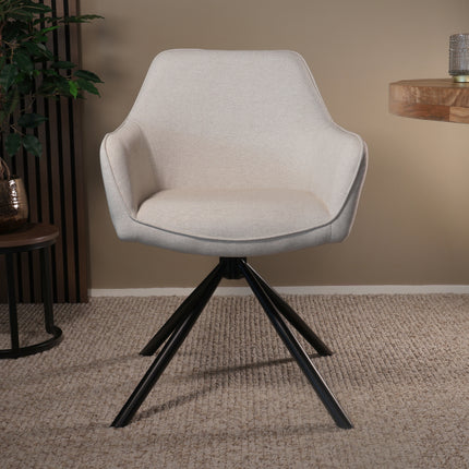 SET DEAL 6 stuks: Eetkamerstoel draaibaar Dakota beige stof