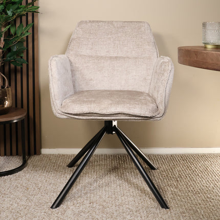 SET DEAL 4 stuks: Eetkamerstoel draaibaar Capri grijs chenille
