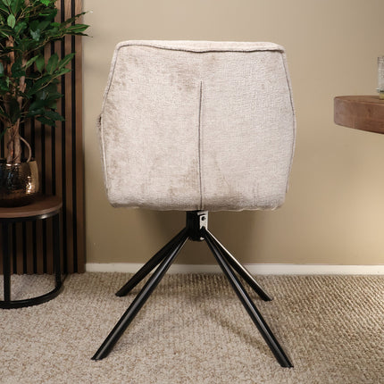 SET DEAL 4 stuks: Eetkamerstoel draaibaar Capri grijs chenille