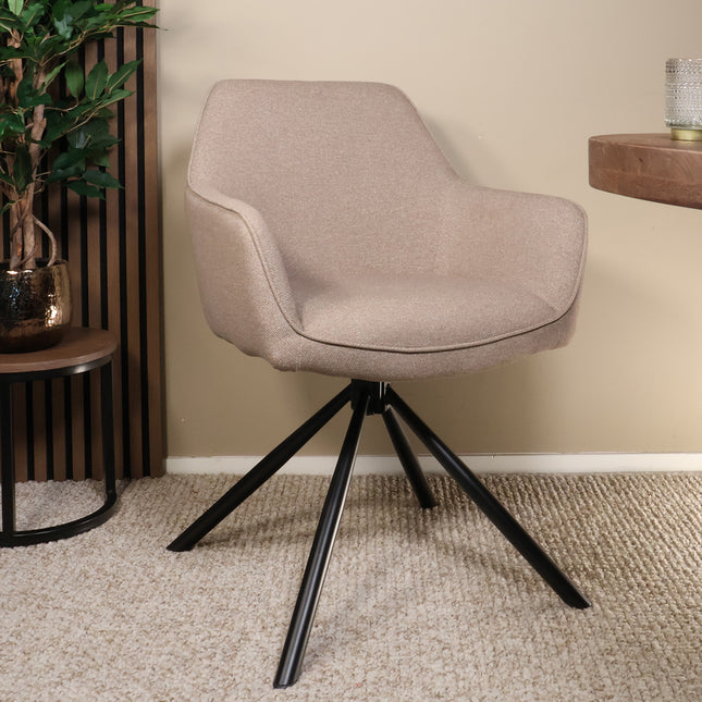 SET DEAL 6 stuks: Eetkamerstoel draaibaar Dakota taupe stof
