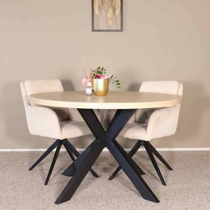 Eettafel Sanne rond 120cm lichtbruin melamine